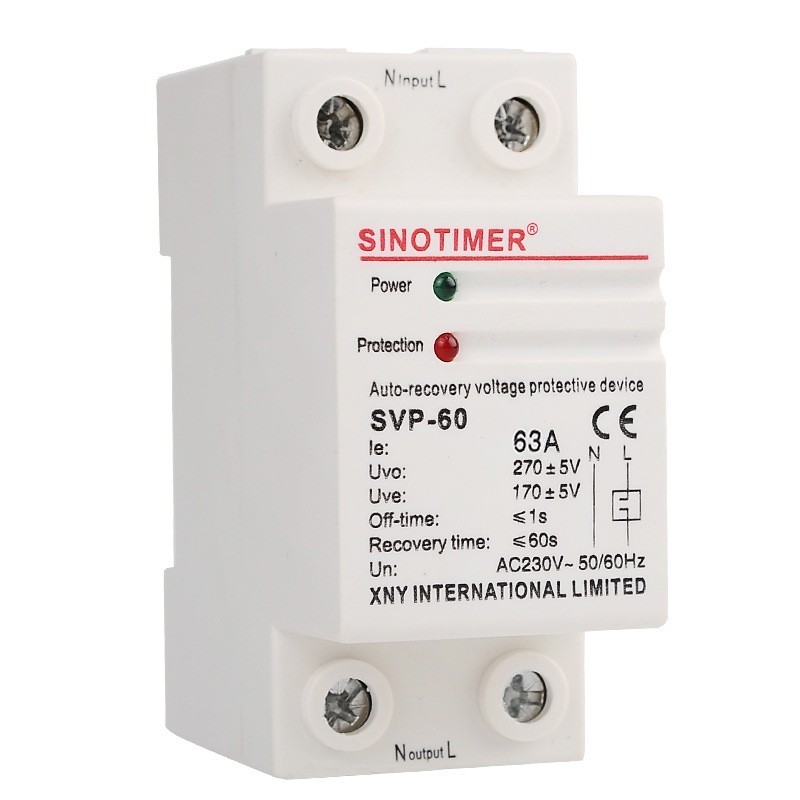 Releu siguranta digitala de protectie tensiune, Sinotimer, SVP-60, 63A